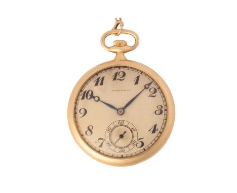 An open-face pocket watch with an IWC movement &amp; Charlton Co dial, featuring a keyless wound movement signed 'Internation