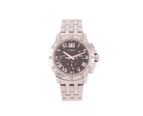 A Raymond Weil chronograph watch, featuring a swiss made quartz movement caliber Ronda 5040 B, in a steel case measuring 40mm