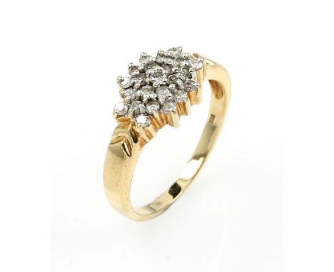 14 kt Gold mit Brillanten,   GG 585/000, Ringkopf mit Brillanten zus. ca. 0.50 ct Weiß/si, RW 53, ca. 3.2 g14 kt gold with br