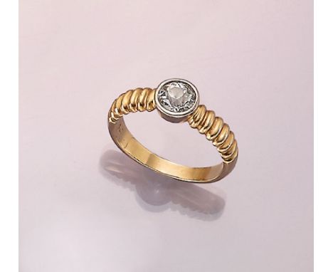 18 kt Gold Ring mit Diamant,   GG/WG 750/000,Altschliffdiamant ca. 1.00 ct Weiß/si, total ca. 5.8 g, RW 60 Schätzpreis: 7000,