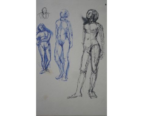 MARGARET HUBBARD (Fl.c.1951-1971) SKETCH BOOK containing life studies and portraits in pencil and ink, pencil and watercolour