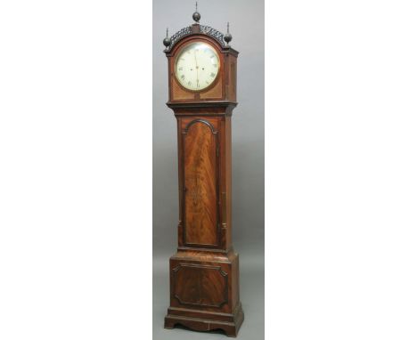 MAHOGANY LONGCASE CLOCK, early 19th century, the 12" enamelled dial inscribed 'Currie, Dartford', on a brass eight day moveme