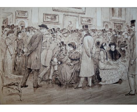 A FOLIO OF CARTOONS AND CARICATURES to comprise drawings and watercolours by George du Maurier (`A Private View`, probably fo