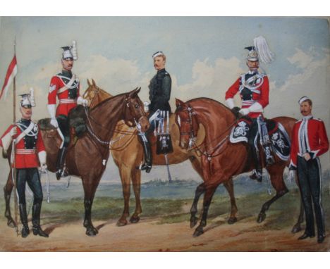 A FOLIO OF MILITARY WATERCOLOURS & DRAWINGS to comprise works by or attributed to J. M. Atkinson, W. Heath, R. Simkin (8, see