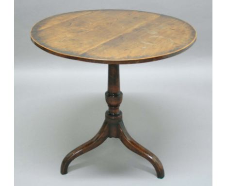 GEORGE III FRUITWOOD TILT TOP OCCASIONAL TABLE,  late 18th century, the circular top on a turned column and down swept tripod