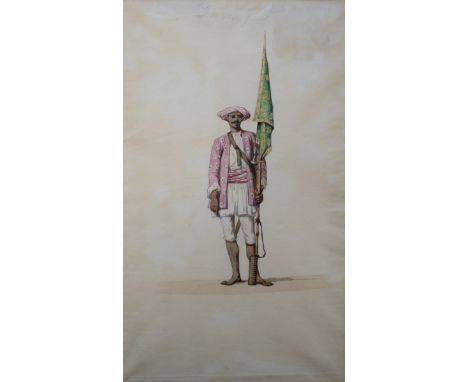 ANGLO-INDIAN SCHOOL, EARLY 19th CENTURY SOLDIERS OF THE INDIAN ARMY Ten, a few inscribed in faint pencil (`Tippoo .../ of the