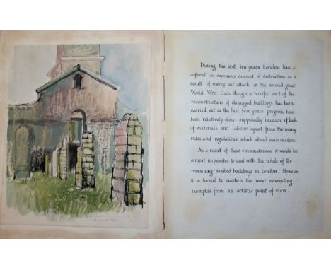 MARGARET HUBBARD (Fl.c.1951-1971) BOMBED BUILDINGS A carefully produced volume of neat handwriting assessing the damage to, a