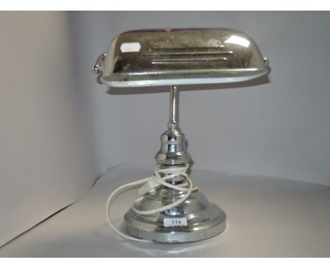 An Art Deco style modern desk top light with chrome finish