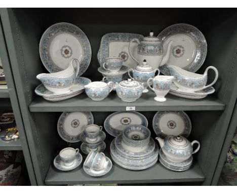 An impressive Wedgwood Turquoise Florentine tea dinner and breakfast service including tea pot, coffee pot, gravy boats, dinn