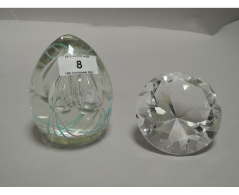 A modern Caithness Skyhigh 613/750 limited edition art glass paper weight with a large diamond cut glass prism.