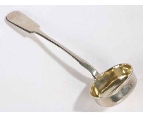 An early 20th century Russian 84 zolotnik silver ladle, stamped with 1896-1908 Koloshnik mark, assayer HN, with fiddle patter