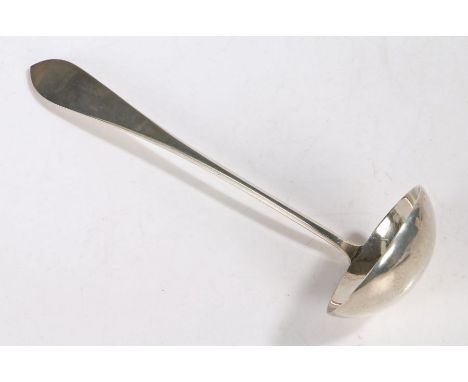 An early 20th century Polish .800 silver ladle, makers mark SG, the handle with pointed terminal, 34cm long, 10.6oz