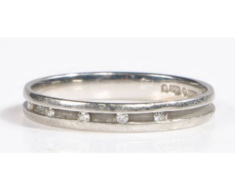 Platinum wedding band set with round cut diamonds, ring size R weight 2.8