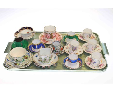Collection of Royal Crown Derby coffee cans and other cups and saucers including Meissen