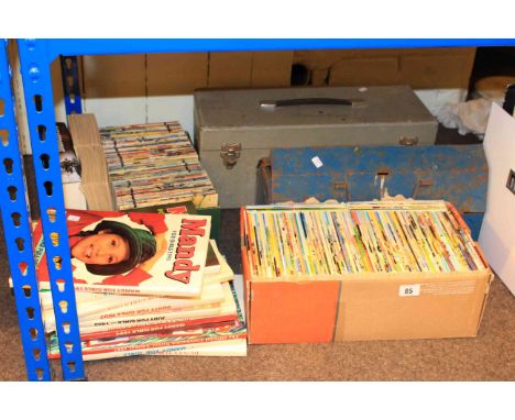 Two boxes of Tools, Bunty, Mandy and other annuals and comics