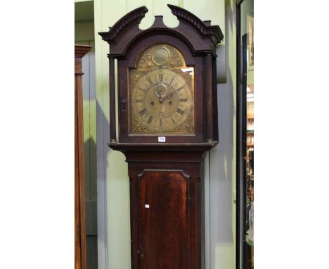 Antique mahogany cased eight day longcase clock having arched brass dial, signed John Walford, London