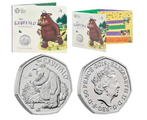 Royal Mint 2019 The Gruffalo and Mouse brilliant uncirculated UK 50p coin presentation pack.  The stars of the story (which h