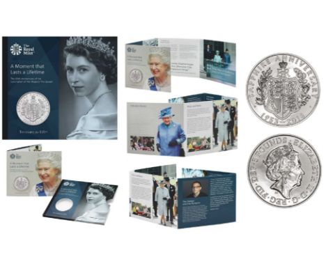 Royal Mint 2018 Sapphire Coronation brilliant uncirculated UK £5 coin presentation pack.  Created to celebrate the rare, roya