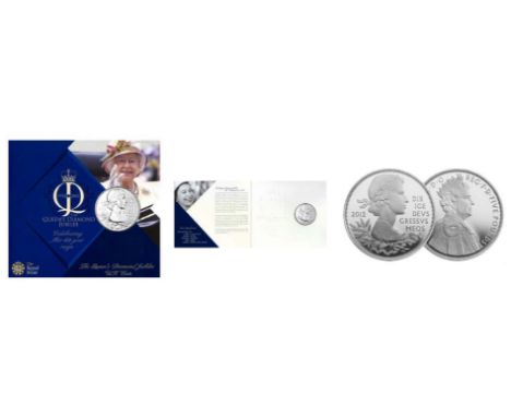 Royal Mint 2012 Queen's Diamond Jubilee brilliant uncirculated UK £5 coin presentation pack.  Created to celebrate Queen Eliz