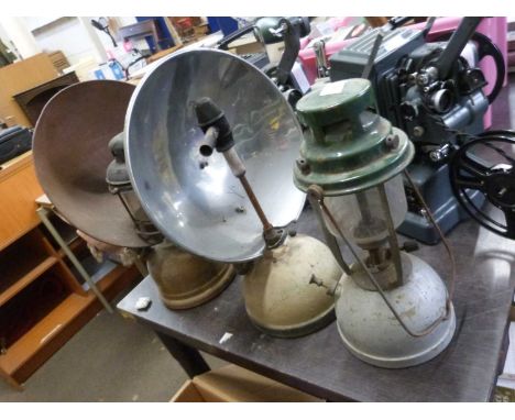 Mixed Lot: Three various vintage parafin lamps