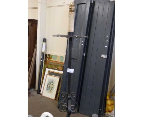 A wrought iron standard lamp approx 150cm high, no shade