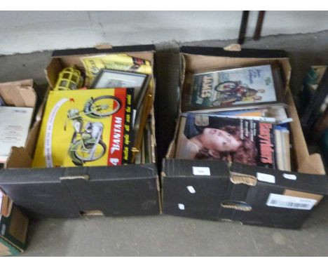 Two boxes of various vintage  motoring magazines, ephemera, prints etc