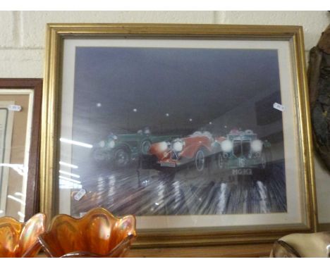 Coloured print Vintage motor cars