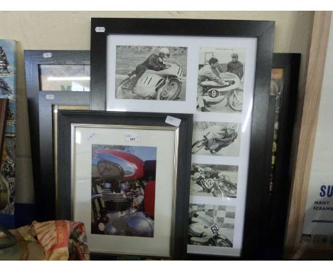 Five various automobile and motorcycle montage prints
