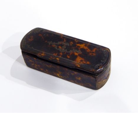 A Georgian silver inlaid tortoiseshell and papier mache snuff box 