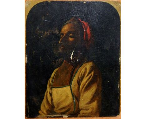 Unattributed Oil on board Half-length portrait of bearded gentleman in Eastern dress, 28cm x 23cm (unframed) 