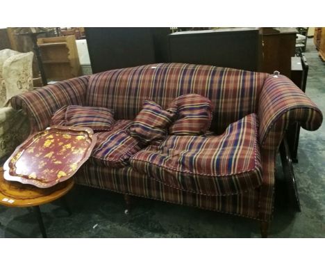 A modern two seater sofa with tartan cover, 205cm wide 