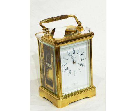 An Angelus brass repeater carriage clock, 18cm high 