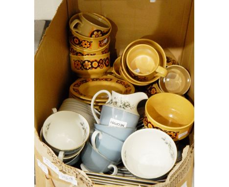 A Royal Doulton 'Rose Elegans' pattern part tea and table service and Kilncraft 'Bacchus' pattern tableware (1 box) 