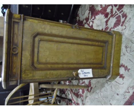 A walnut side cabinet pot cupboard opening to reveal one shelf, 40cm wide 