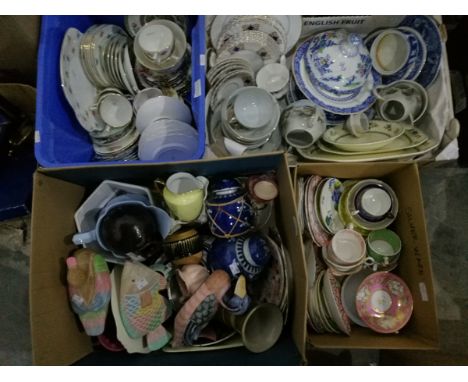 A quantity of china, etc. including Staffordshire teaset, Copeland Spode 'Strathmere' patternware, eggshell teaware, etc. (4 