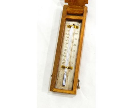 An early 20th century Negretti & Zambra inlaid pocket folding thermometer the front inlaid with circular fan patera, 13cm lon