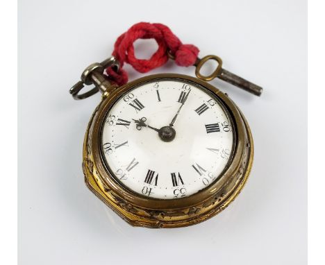 An 18th century silver cased verge fusee pocket watch, Willm Bishop, London 1773, the white enamel dial with black Roman nume