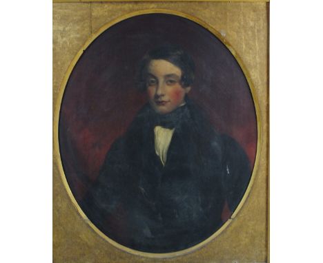 English School (19th century)
Portrait of a young boy, probably Lord Hanmer half length wearing a period jacket, white shirt 