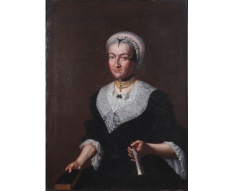 Eichler, Gottfried d. Ältere. Lippstädt  1677 - 1759 Augsburg. Portrait einer AugsburgerApothekersgattin. Verso bez. und dat.