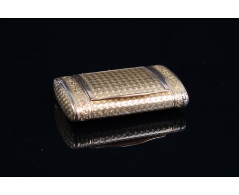 Dose.Frankreich, 19. Jh. GG 14 K. Fein ziselierte Dose mit scharniertem Deckel. Gew. ca. 47 g. Lötstellen. L: 6,8 x 4,3 x 1,8