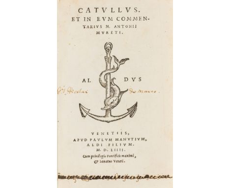 Aldine.- Catullus (Gaius Valerius) Catullus. Et in eum Commentarius M. Antonii Mureti, edited and with commentary by Marc Ant