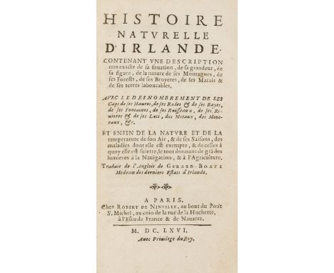 Ireland.- Boates (Gerard) Histoire Naturelle d'Irlande, first French edition, contemporary calf, spine gilt, light wear to co