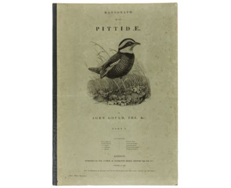 Birds.- Gould (John) Monograph of the Pittidae, part 1 only (of 2), first edition, 10 hand-coloured lithograph plates, a few 