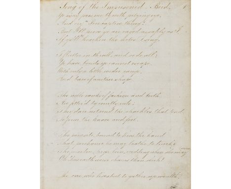 Poetry.- Cook (Eliza, poet and journalist, 1812-89) Poems by Eliza Cook, manuscript fair copy, title and 354pp., slightly bro