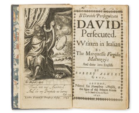 Charles I.- Malvezzi (Virgilio) Il Davide Perseguitato David Persecuted..., translated by Robert Ashley, engraved portrait fr