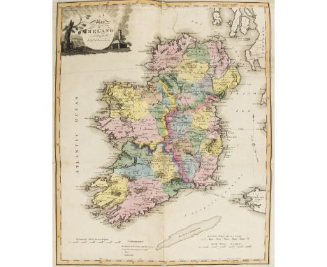 Ireland.- New and Correct Irish Atlas, large folding hand-coloured engraved general map (torn and repaired), engraved key pla