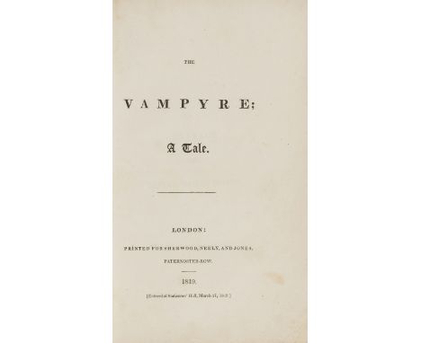 Gothic Horror.- [Polidori (John)] The Vampyre; A Tale, first edition, second issue, with title reset removing Byron's name, h