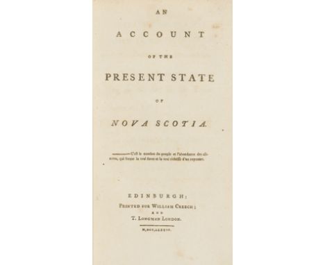 Americas.- [Hollingsworth (Samuel)] An Account of the Present State of Nova Scotia, first edition, half-title, light foxing, 