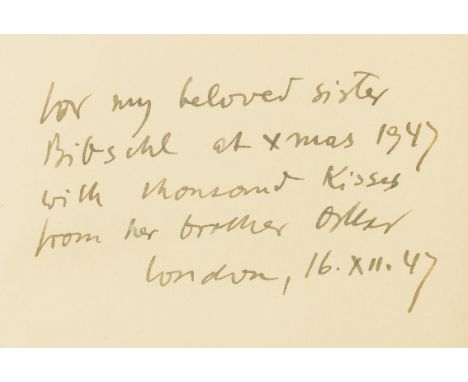 Kokoschka (Oscar).- Hoffmann (Edith) Kokoschka. Life and Work, first edition, signed presentation inscription from the artist