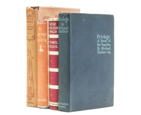 Sadleir (Michael) Privilege, endpapers browned, 1921; Obedience, signed presentation inscription from the author "To H.G.Terr